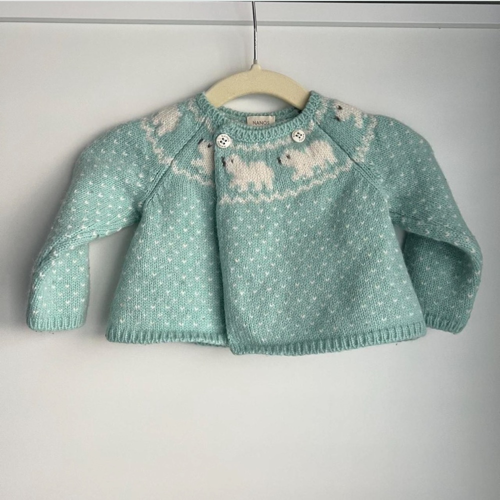 Nanos Sea Blue Wool Blend Cardigan